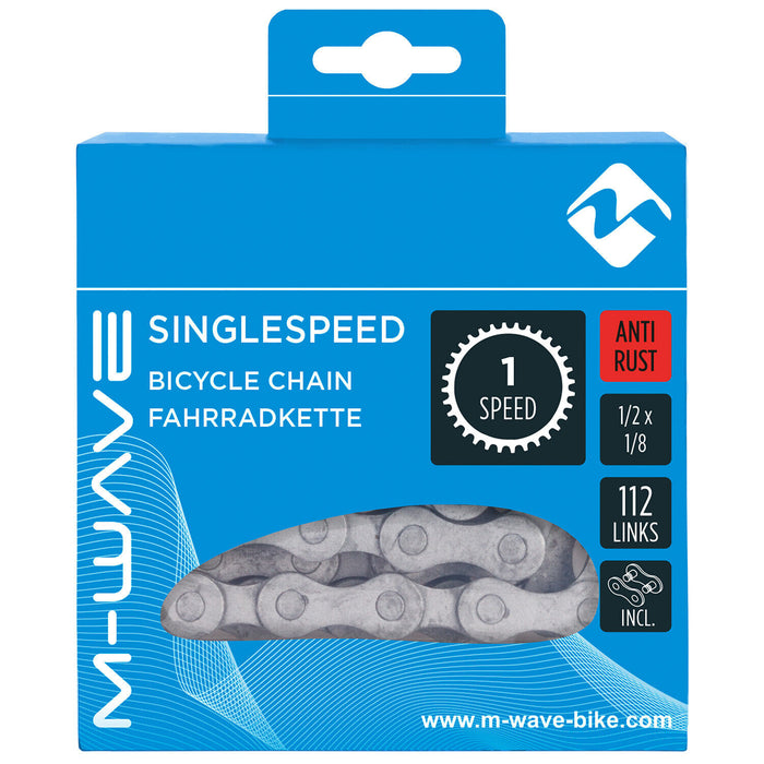 M Wave Single Speed Bike Anti Rust Bicycle Chain 1/2 x 1/8" 112 Link BMX Fixie