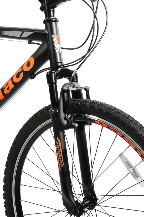Ammaco 26" Wheel Mens Santo MTB Hardtail Mountain Bike 19" Alloy Frame Black Orange
