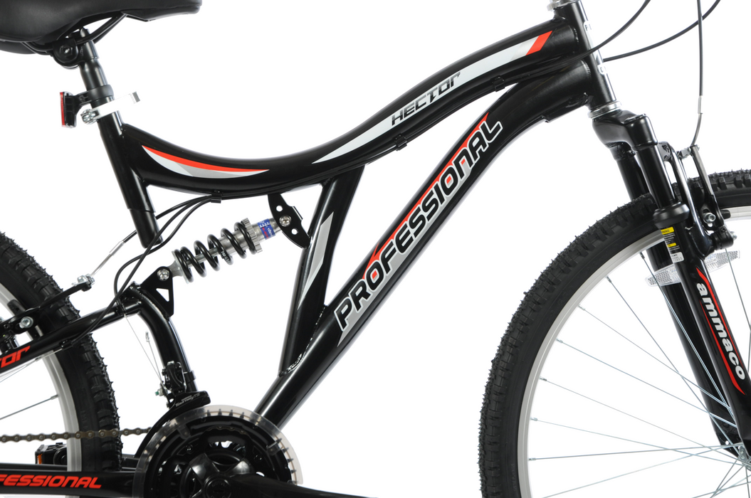 Professional Hector 26" Wheel 16" Adult Mountain Bike Black & Red 21 Speed MTB