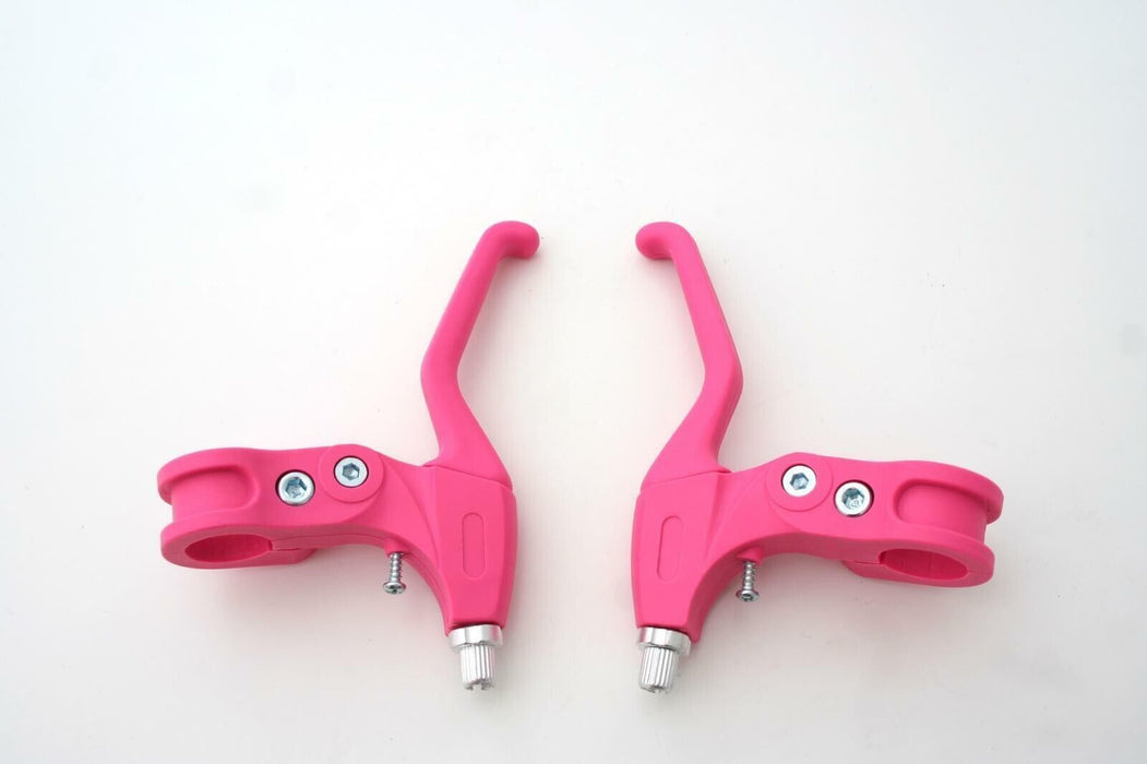 Pair 22.2mm Pink Ergonomic V-Brake Levers For Kids Bike / Bicycle