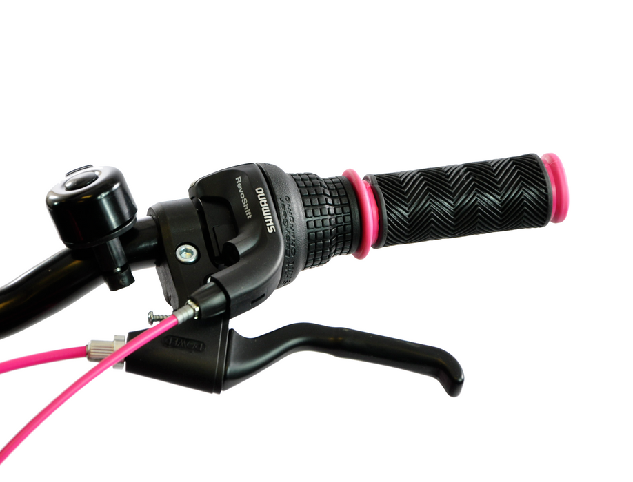 Ammaco Montana 24 Inch Wheel Girls Mountain Bike Disc Brakes Grey Pink