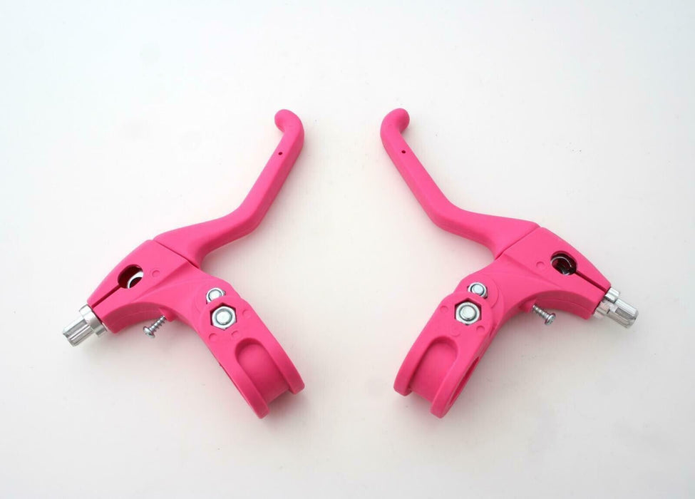 Pair 22.2mm Pink Ergonomic V-Brake Levers For Kids Bike / Bicycle