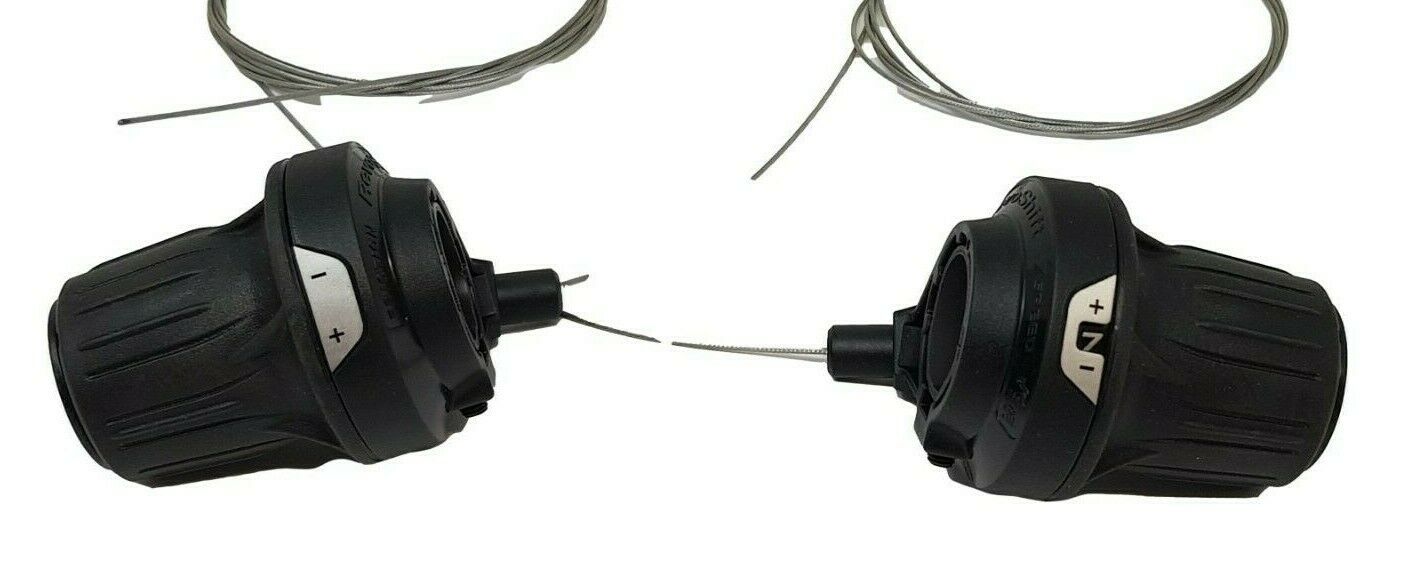 SHIMANO RV200 TOURNEY (3 X 7) 21 SPEED GRIP SHIFT SHIFTER SET - BLACK WITH GEAR CABLE