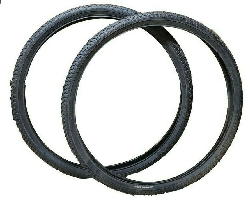 Pair Of 24 X 1.75" Black Semi Slick Bike Tyre, 47-507, 5mm Thick Puncture Proof