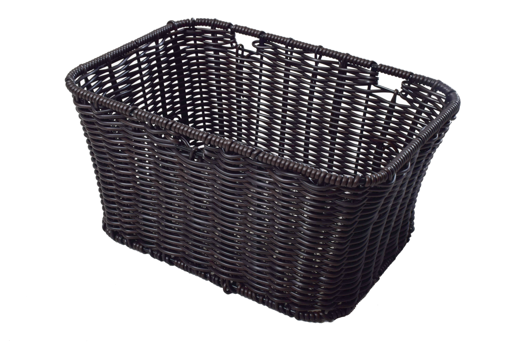 REAR MOUNT POLYRATTAN PET CARRIER, LARGE BASKET WITH REMOVABLE COVER BLACK