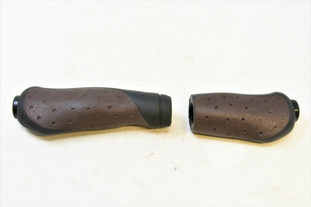 PAIR 2 LENGTH 90mm + 135mm ERGONOMIC GRIPSHIFT HANDLEBAR GRIPS BROWN BLACK BIKE