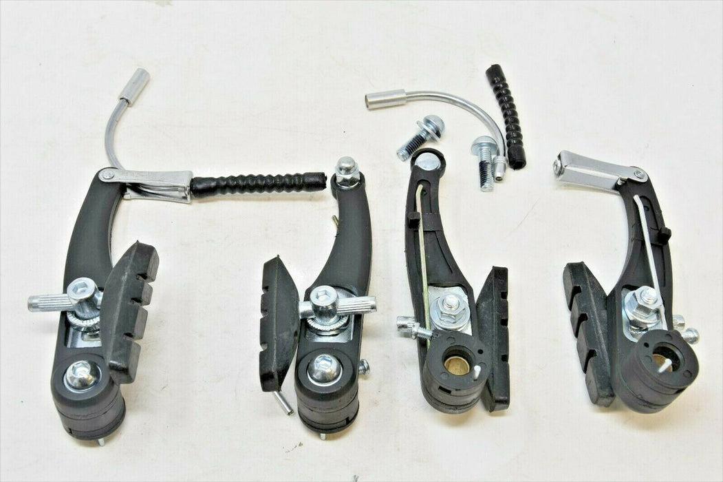 V-BRAKES SET BLACK WITH PIPES, PADS, FIXING BOLTS MTB ATB KIDS BIKES O