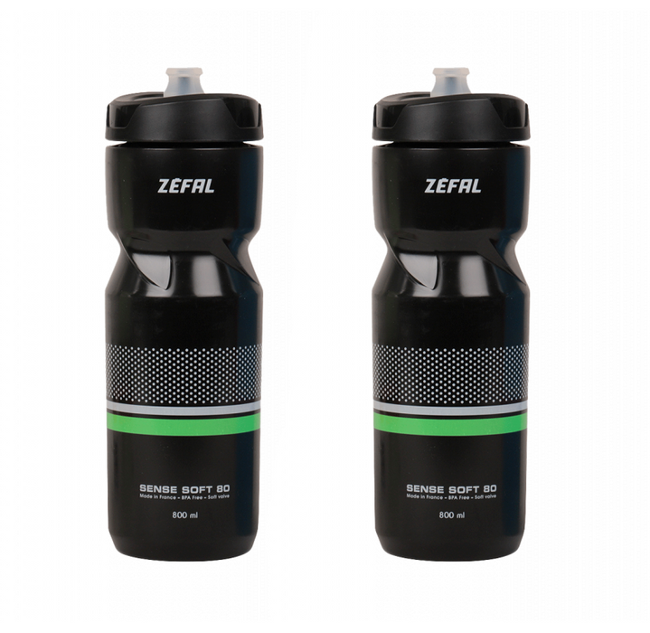 Zefal Sense 80 Black Soft 800ml Sports Water Bottle - Pack Of 2