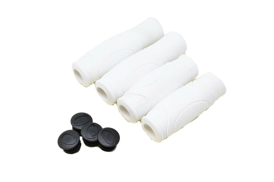 PAIR WHITE OPEN END COMFORT BIKE HANDLEBAR GRIPS 100mm or 125mm BUY 1 GET 1 FREE