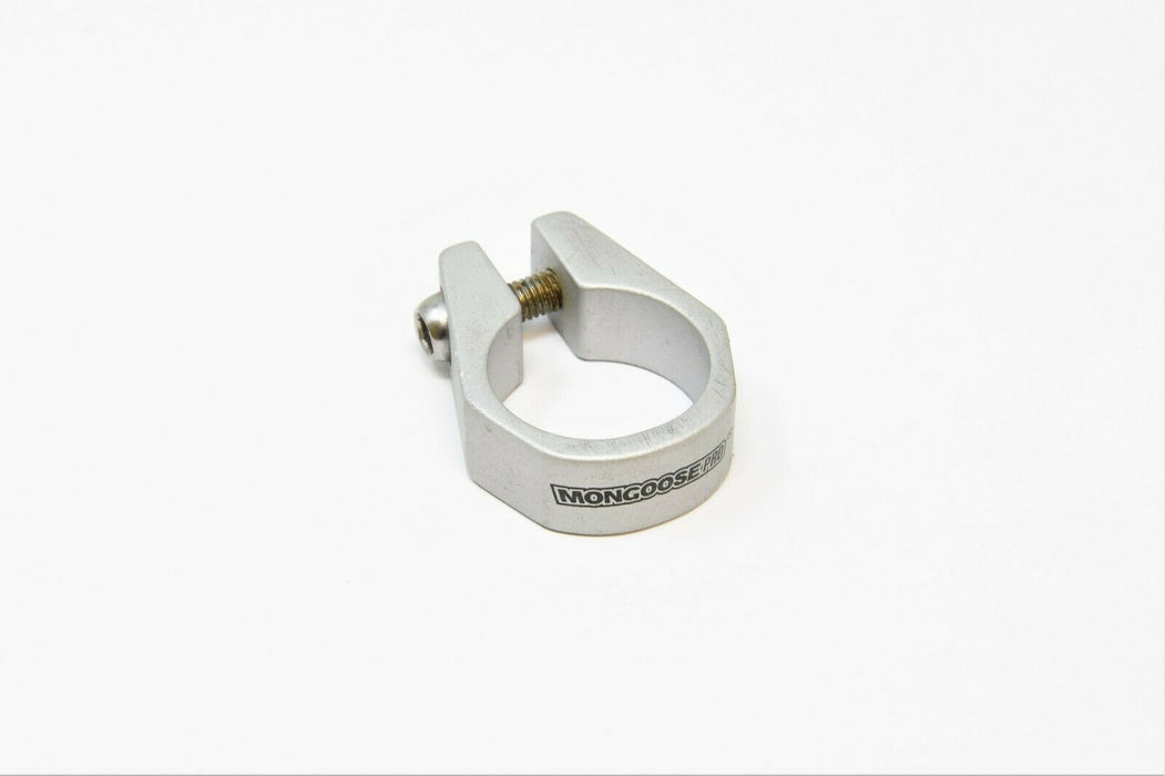 MONGOOSE PRO BMX MTB, ATB, BIKE 28.6 mm ALLOY SILVER SEAT CLAMP FOR 25.4 POST