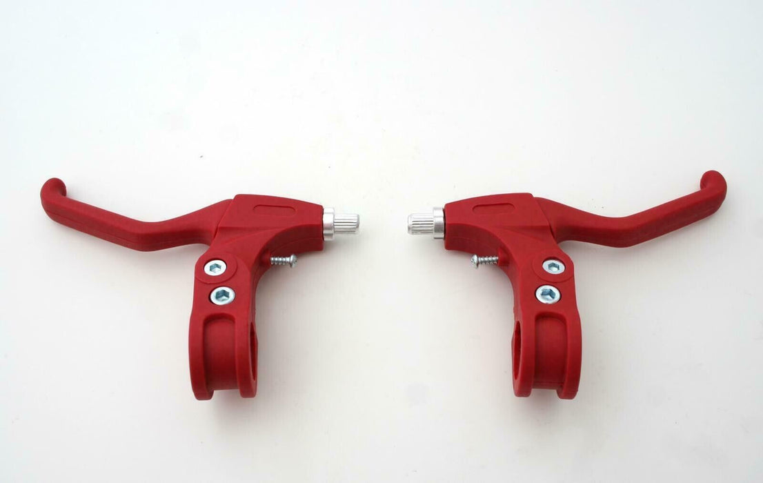 Pair 22.2mm Red Ergonomic V-Brake Levers For Kids Bike / Bicycle