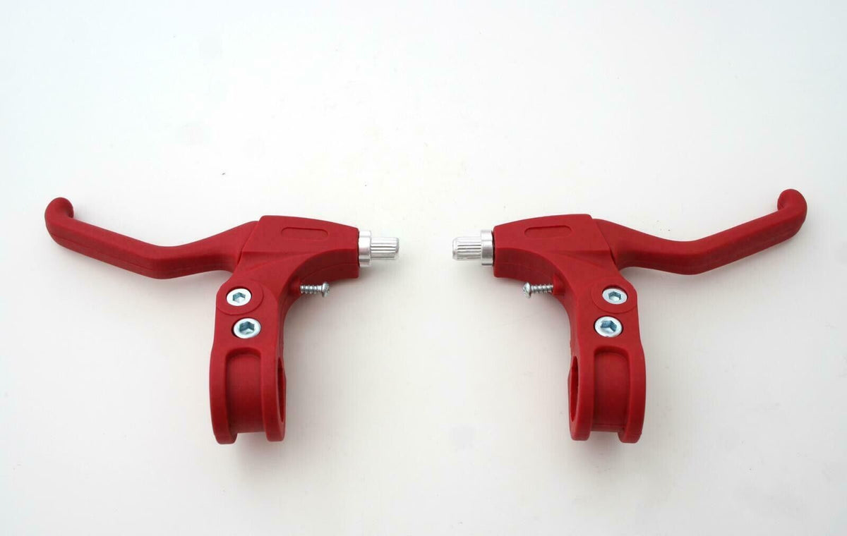 Pair 22.2mm Red Ergonomic V Brake Levers For Kids Bike Bicycle