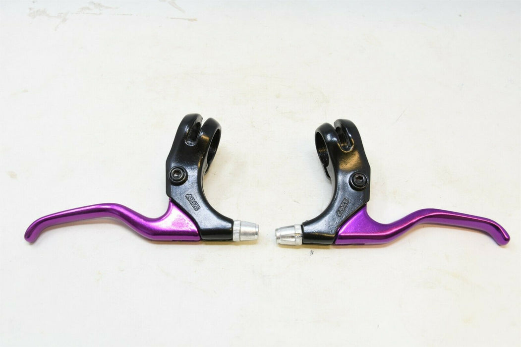 PURPLE ALLOY BIKE BRAKE LEVERS ATB CANTILEVER OR CALIPER BRAKES THREE