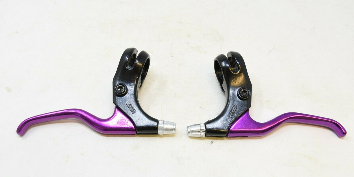 PURPLE ALLOY BIKE BRAKE LEVERS ATB CANTILEVER OR CALIPER BRAKES THREE