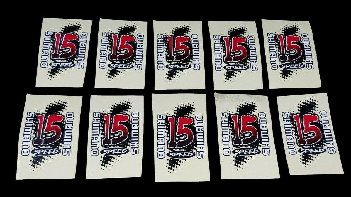 10 X SHIMANO 15 SPEED BIKE DECAL CYCLE STICKERS IDEAL SCRATCH COVER BIKE DEALER