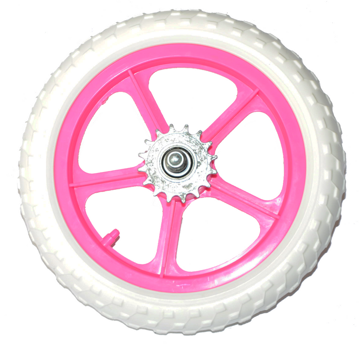 12" Pink Rear Mag Wheel & Solid White Tyre Plastic Scooters Kids Bikes Go Kart