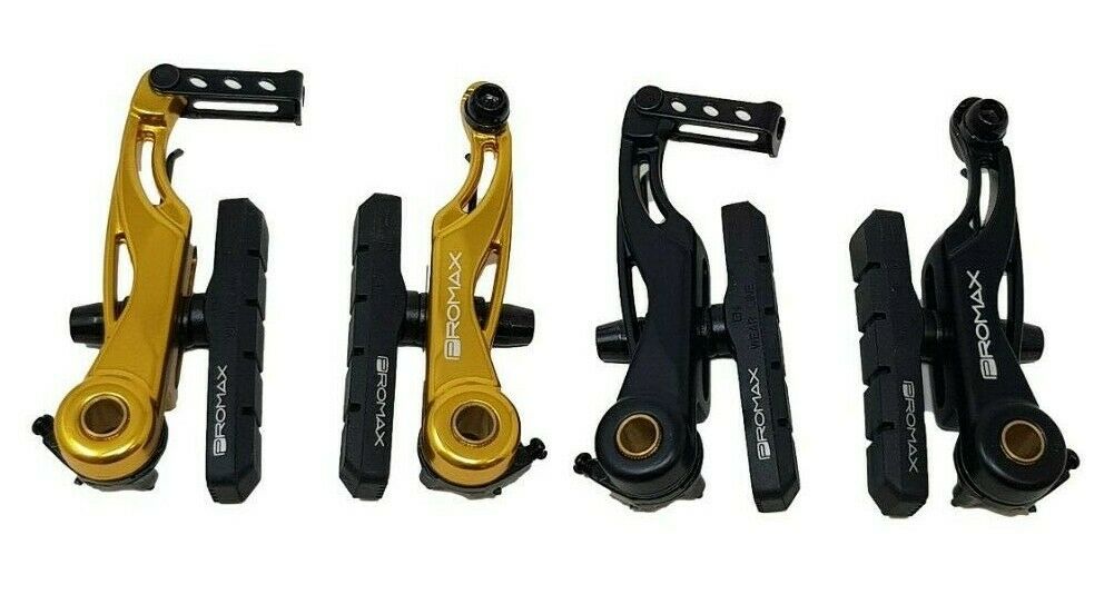 PROMAX P-1 FRONT / REAR ALLOY V BRAKE ARMS 85MM IN GOLD OR BLACK WITH BRAKE PADS