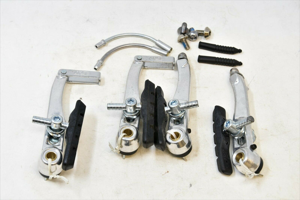 SET OF APSE 111A EARLY MTB BIKE ALLOY V BRAKE ARMS WITH LONG 70MM PADS 1990'S