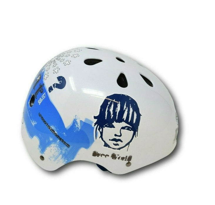 Lazer Trashy Skate BMX Adults Men Women Bike Crash Helmet 58-62cm Blue - White