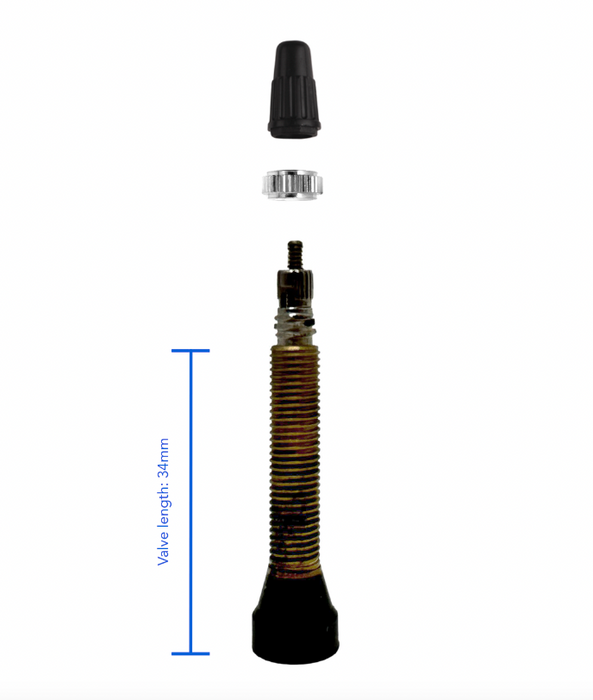 Pair 34mm Brass Tubeless Valves With Removable Valve Core