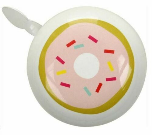Kids Traditional Bicycle Bell White With Doughnut Pattern - Loud Ding Dong Sound