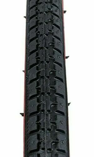 28 x 1 1/2 (40-635) Black Tyres Heavy Roadster Tread For Vintage Bikes Redline