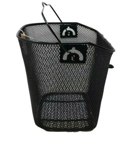 LARGE FRONT BLACK WIRE MESH BASKET WITH CARRY HANDLE AND EASY FIT BRACKET