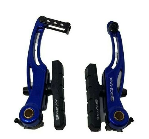 PROMAX P-1 FRONT / REAR ALLOY V BRAKE ARMS 108MM IN GOLD OR BLUE WITH BRAKE PADS