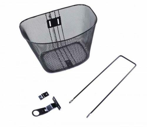 STRONG FRONT FITTING BIKE SHOPPING BASKET STEEL WIRE MESH WITH SUPPORT BLACK