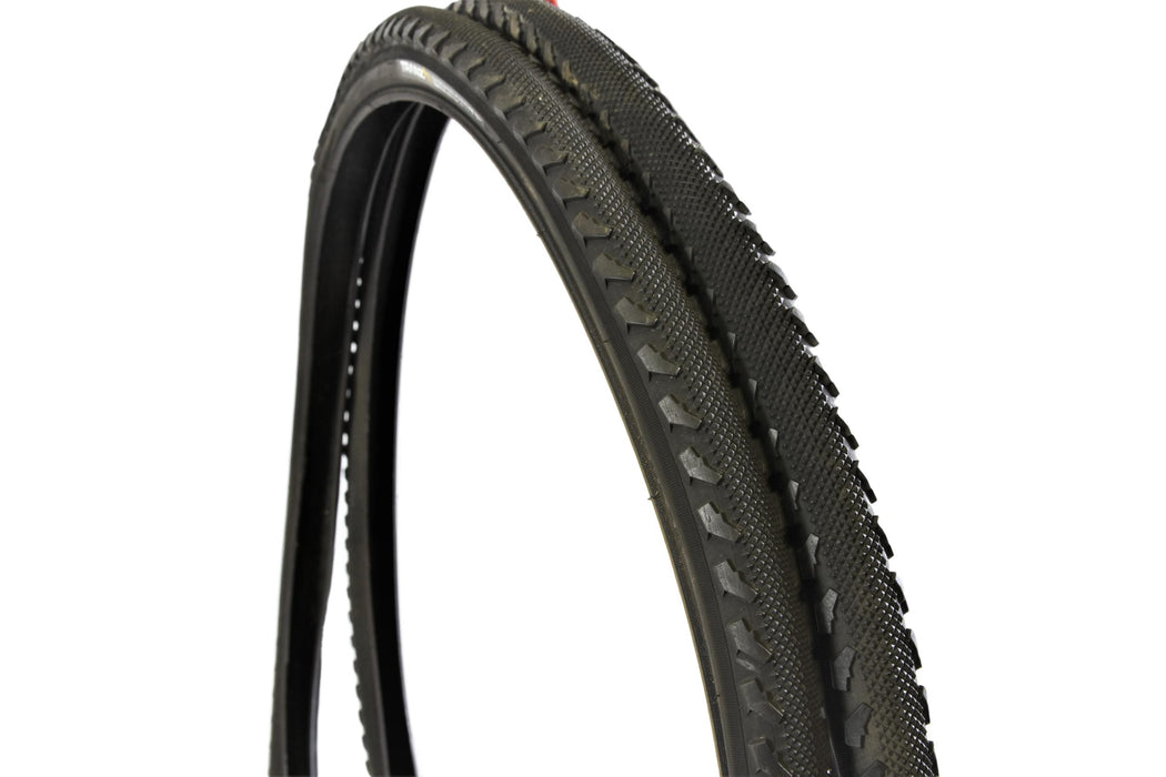 Pair 700 x 42 (622) City Bike Hybrid 5 Ply Light Semi-Slick Puncture Protection Tyres BLK