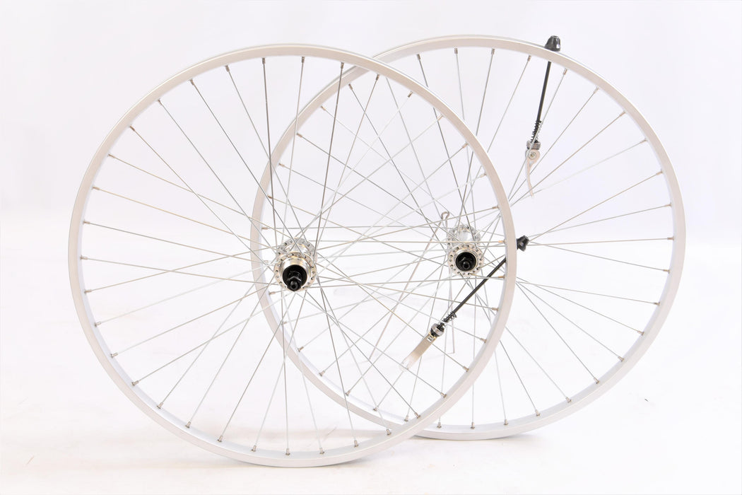 PAIR VINTAGE 24 x 1 3-8" ALLOY WHEELS FOR 60's,70’s,80's JUNIOR MULTI SPEED RACING BIKES NEW FOR QUICK RELEASE