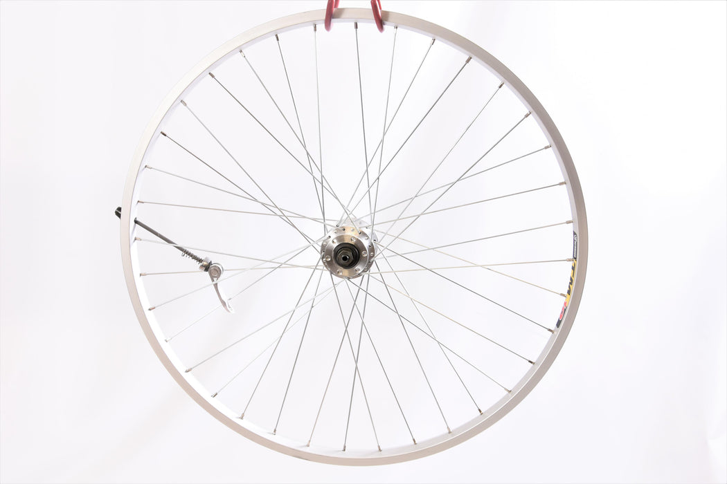 LOW COST 26” MTB FRONT WHEEL (559x19) W-DISC BRAKE HUB & QUICK RELEASE AXLE NEW