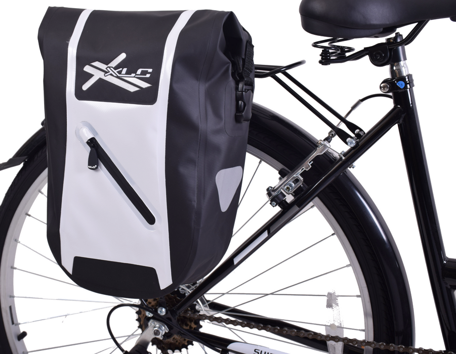 15L or 30L XLC Low Rider Waterproof Bike Pannier Roll Top Luggage Bag  Black-White