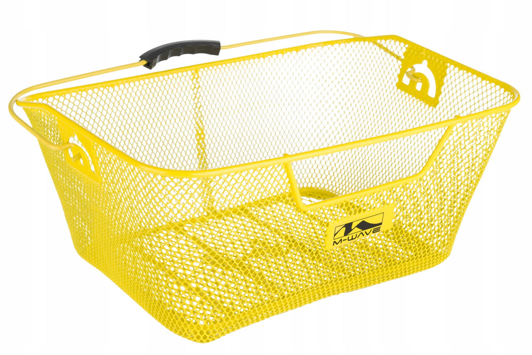 Yellow Bicycle Wire Mesh Basket Fits On To Front Or Rear Carrier Shopping Luggage